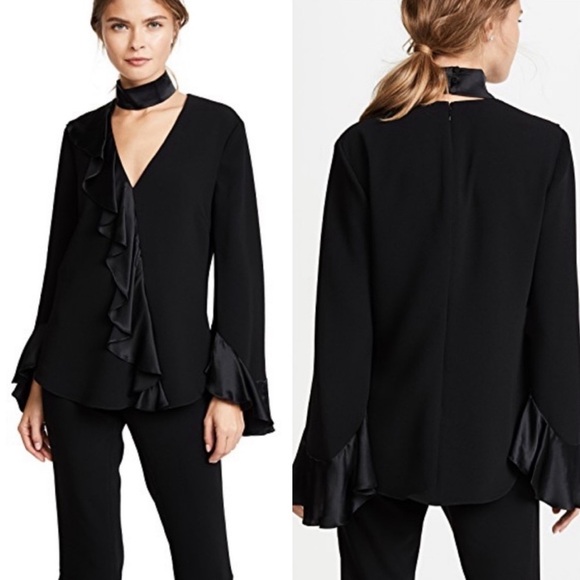 Cinq A Sept Mariah silky ruffle choker blouse Y2K luxury - Picture 1 of 9